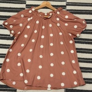 Boutique Polka Dot Salmon Color Top